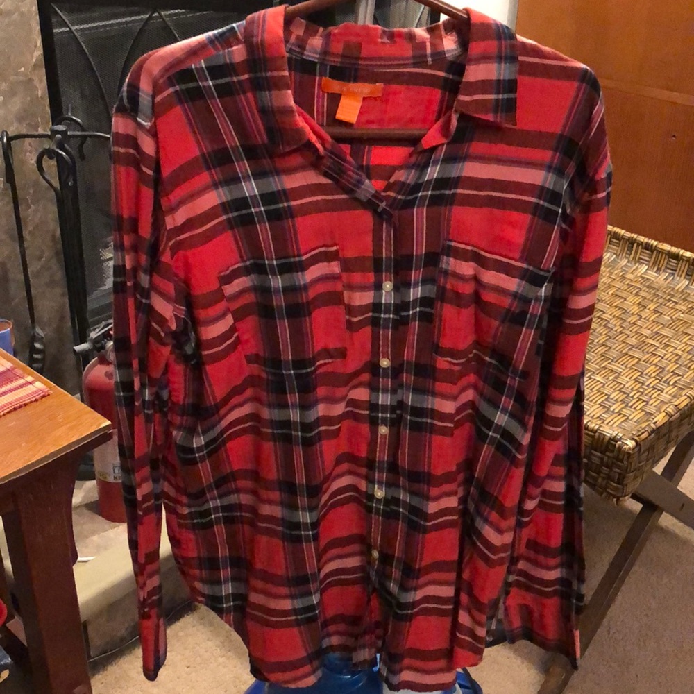JOE FRESH red plaid top